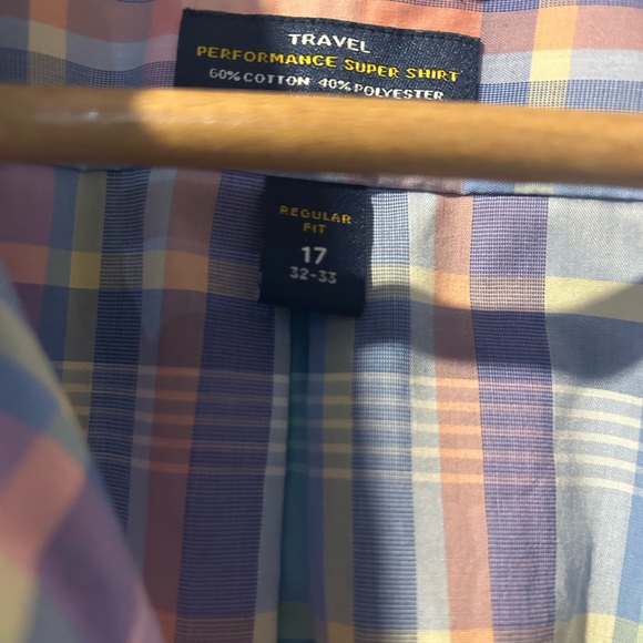 Men’s Stafford Travel Performance Super Plaid Long Sleeve Shirt Blue Purple - Picture 4 of 5